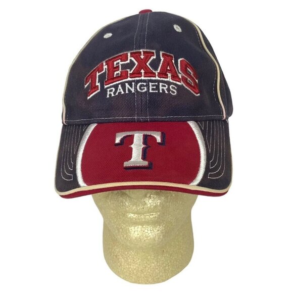 Texas Rangers MLB Embroidered Strapback Cap Navy & Red Drew Pearson Designs - Picture 1 of 7